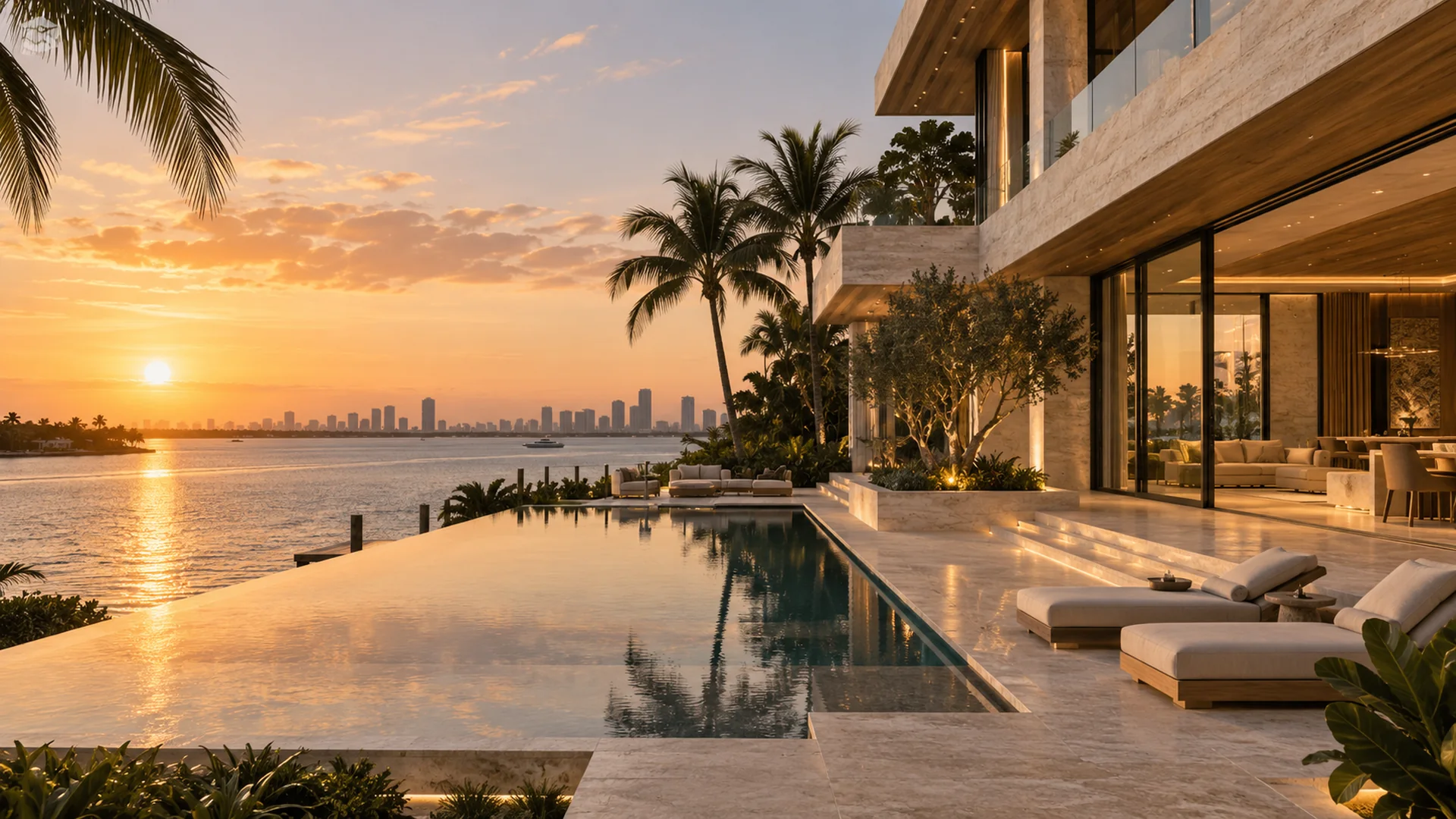 Waterfront sunset environment